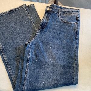 NWT Embellished Blue Wide Leg European Jeans